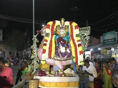 Karur: Theppa festival at Kalyana Venkataramana Swamy Temple TNN கரூர் கல்யாண வெங்கட்ரமண சுவாமி ஆலய தெப்ப திருவிழா  - ஹம்ஸ வாகனத்தில் காட்சியளித்த சாமி