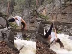 Viral Video: ਔਰਤ ਦਰੱਖਤ 'ਤੇ ਚੜ੍ਹ ਕੇ ਕਰ ਰਹੀ ਸੀ ਯੋਗਾ, ਪੈਰ ਫਿਸਲ ਕੇ ਨਦੀ 'ਚ ਡਿੱਗਿਆ, ਜਾਣੋ ਅੱਗੇ ਕੀ ਹੋਇਆ?