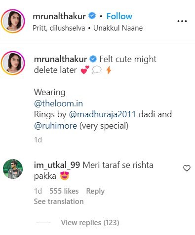 Mrunal Thakur को फैन ने भेजा सोशल मीडिया पर शादी का प्रपोजल, एक्ट्रेस ने लिखा- 'मेरी तरफ से....