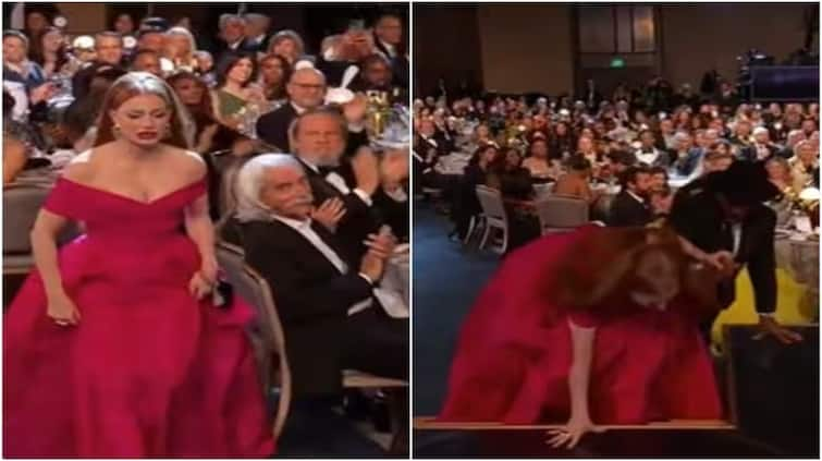 hollywood-actress-jessica-chastain-collapses-on-stage-after-winning-sag-awards-2023-video-goes-viral Jessica Chastain: ਹਾਲੀਵੁੱਡ ਅਦਾਕਾਰਾ ਜੈਸਿਕਾ ਚੈਸਟਨ ਐਵਾਰਡ ਲੈਣ ਜਾਂਦੀ ਸਟੇਜ ਤੋਂ ਡਿੱਗੀ, ਵੀਡੀਓ ਹੋਈ ਵਾਇਰਲ