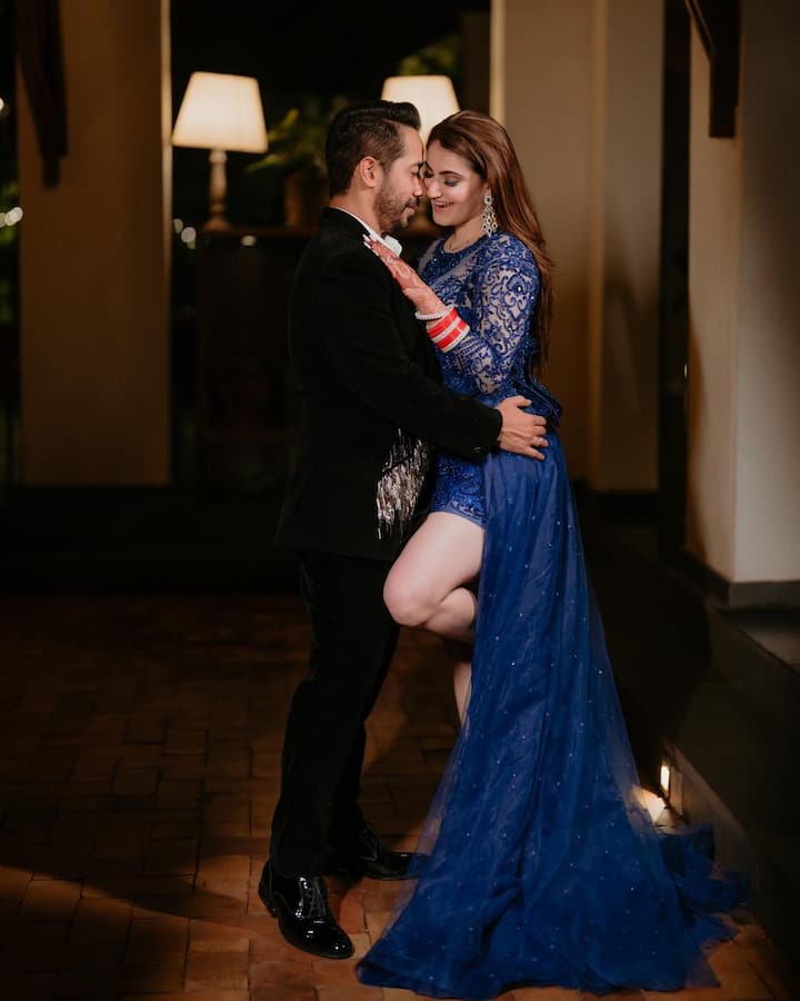 Abhishek Pathak and Shivaleeka Oberoi threw a wedding reception party for their friends and family