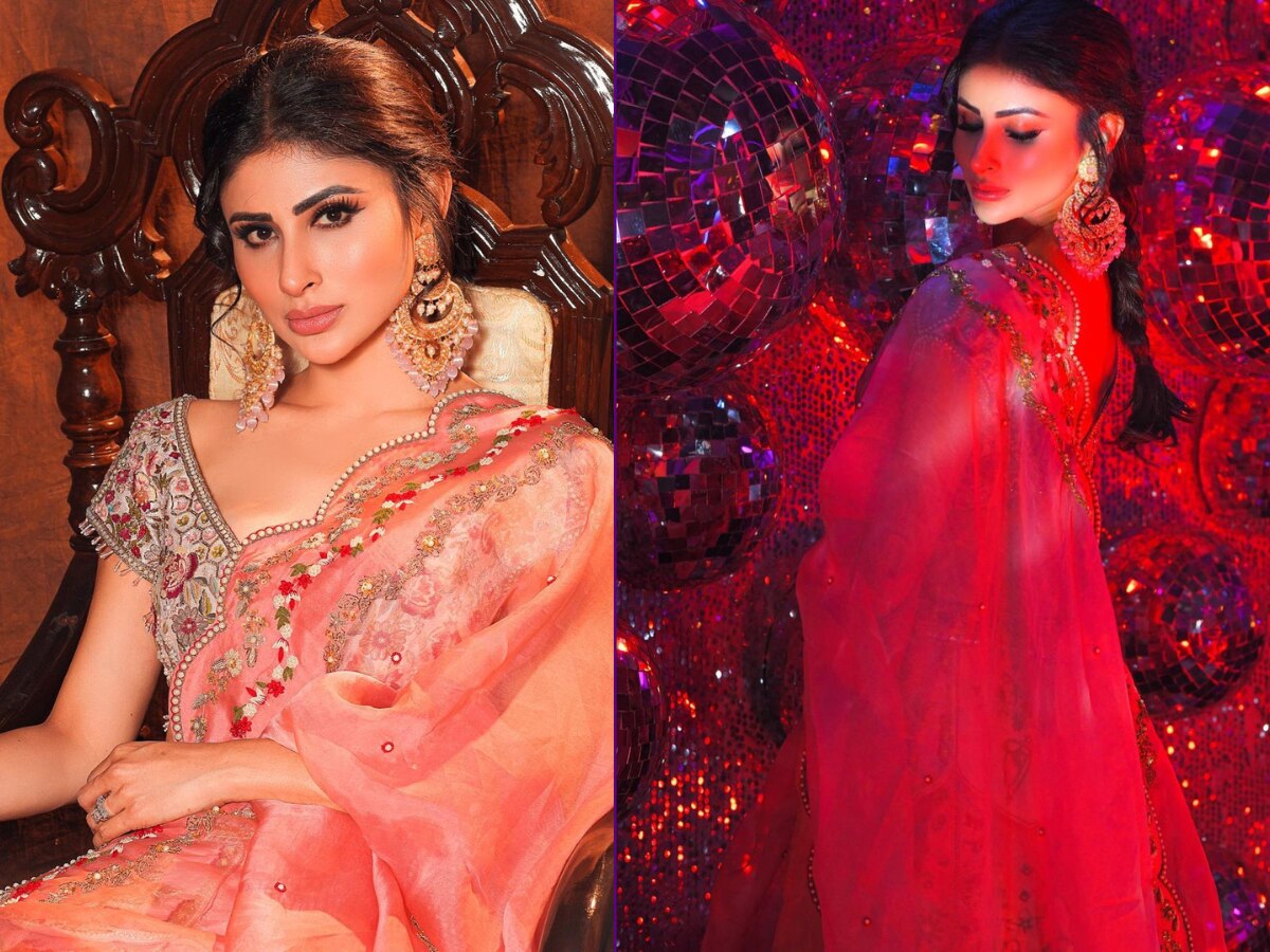 Mouni Roy Looks Chic In Mirrorwork Lehenga, Hand-painted Saree; See Diva's  Stunning Diwali Pics - News18