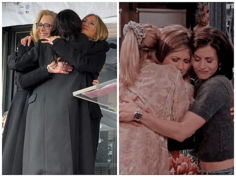 Jennifer Aniston And Lisa Kudrow Relive Friends' Iconic Hug Scene During Courteney Cox's Walk Of Fame Ceremony Jennifer Aniston And Lisa Kudrow Relive Friends' Iconic Hug Scene During Courteney Cox's Walk Of Fame Ceremony