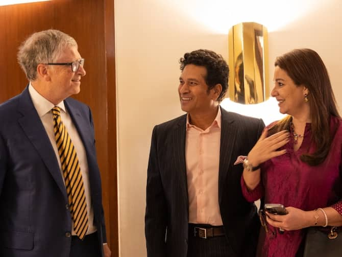 सचिन तेंदुलकर ने पत्नी के साथ बिल गेट्स से की मुलाकात-Sachin Tendulkar met Bill Gates with his wife