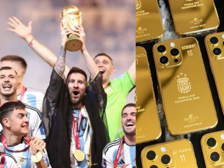 Expensive Gold Iphone Fifa World Cup 2022 winner Lionel Messi gift personalised Gold iPhones to team and staff मेसी ने 35 गोल्ड iPhones साथियों को किए गिफ्ट... हर फोन पर यह लिखवाया, लेकिन उन्होंने यह गिफ्ट क्यों दिया?
