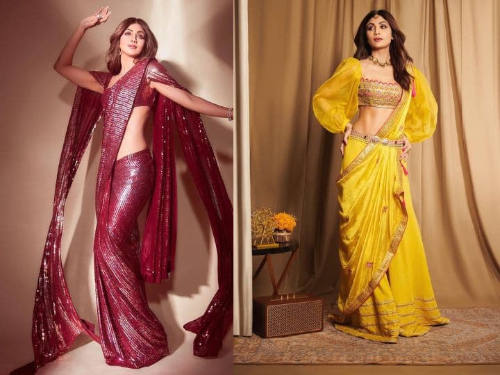 Shilpa Shetty Saree Looks: शिल्पा शेट्टी अपनी फिटनेस से लड़कियों को इंस्पायर करती हैं. उनका फैशन सेंस कमाल का है. आप साड़ी के अलग-अलग लुक्स सर्च कर रही हैं तो एक बार एक्ट्रेस के लुक्स पर नजर डालें.