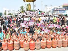 BRS Stage Protests Across Telangana Against LPG Cylinder Price Hike - See PICS