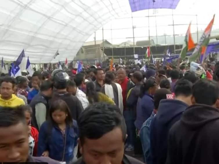 Meghalaya Results 2023: NPP Supporters Gather Outside Polo Ground In Shillong Amid Counting Of Votes Meghalaya Results 2023: Supporters Of Various Political Parties Gather Outside Polo Ground In Shillong Amid Counting Of Votes