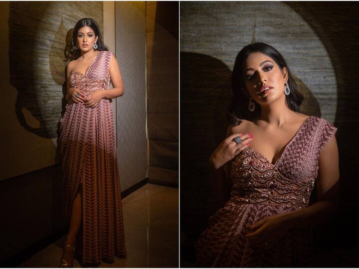 'Drishyam 2' actress Ishita Dutta is casting a spell with her mesmerising looks in a pastel gown.