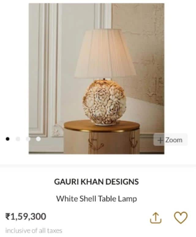 बता दें कि लिस्ट किए गए डस्टबिन की कीमत ₹15340 तय की गई. जिसे देख ट्रोलर्स ने गौरी को खूब खरी-खोटी सुनाई और यूजर्स के हिसाब से यह डिजाइन कुछ खास नहीं था. वही शेल टेबल लैंप की बात करें तो इसकी कीमत 1,59,300 की लिस्ट की गई थी. (Photo- Instagram)