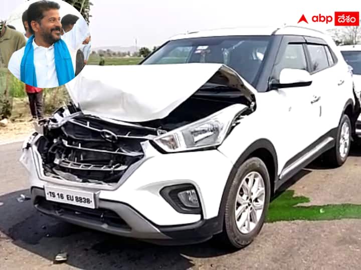 Telangana PCC Chief Revanth Reddy escapes unhurt from car accident during Hath Se Hath Jodo Yatra పెను ప్రమాదం నుంచి క్షేమంగా బయటపడ్డ రేవంత్- కాన్వాయ్‌లో ఆరు కార్లు ధ్వంసం!