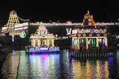 Tirumala : తిరుమల సాలకట్ల తెప్పోత్సవాలు, భక్తులకు రుక్మిణీకృష్ణుల అభయం