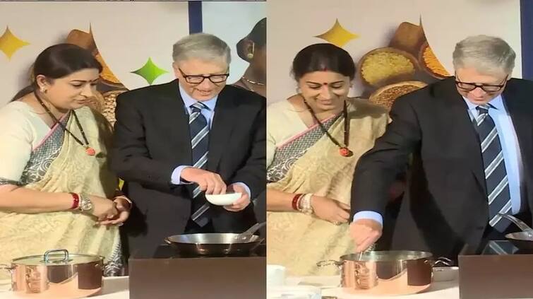 bill-gates-made-khichdi-with-tv-actress-politician-smriti-irani-in-an-event-watch-video Bill Gates: ਕੇਂਦਰੀ ਮੰਤਰੀ ਸਮ੍ਰਿਤੀ ਈਰਾਨੀ ਨੇ ਬਿਲ ਗੇਟਸ ਨਾਲ ਬਣਾਈ ਖਿਚੜੀ, ਸੋਸ਼ਲ ਮੀਡੀਆ 'ਤੇ ਵਾਇਰਲ ਹੋਇਆ ਵੀਡੀਓ