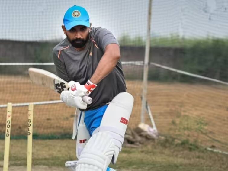 Team India Bowler Mohammed Shami spotted bating in nets before ind vs aus 4th ahmedabad test  IND vs AUS : शमी चौथ्या कसोटीसाठी सज्ज, नेटमध्ये बॅटिंगचाही करतोय सराव, नुकताच केला आहे फलंदाजीचा खास रेकॉर्ड  