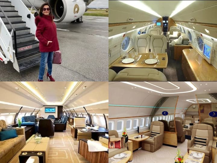 Nita Ambani Private Jet Inside Photos: रिलायंस इंडस्ट्रीज़ की मालकिन नीता अंबानी के उनका प्राइवेट जेट की तस्वीरें सामने आई हैं, जो किसी आलीशान 5 स्टार होटल से कम नहीं है.