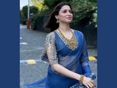 Tamannah Bhatia Exudes Royalty In Blue Organza Saree. See Pics