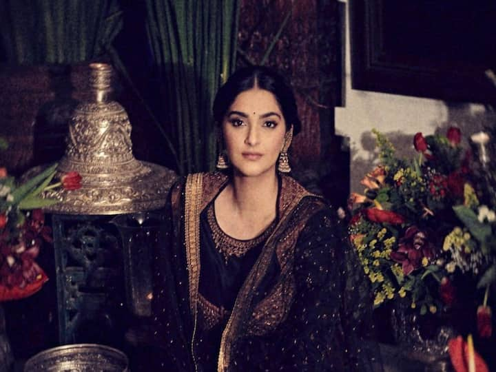 Sonam Kapoor posed for a brand-new photo shoot while wearing stunning black ethnic attire and costume jewellery.