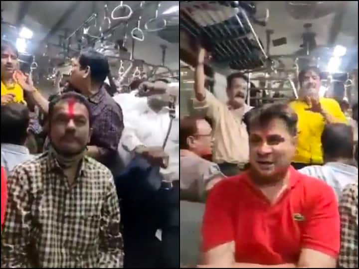 Mumbai local passengers singing Lata Mangeshkar songs on holi viral video Holi Video: होली के अभी से आने लगे रुझान... मुंबई लोकल में लता मंगेशकर के गाने पर झूम रहे यात्री