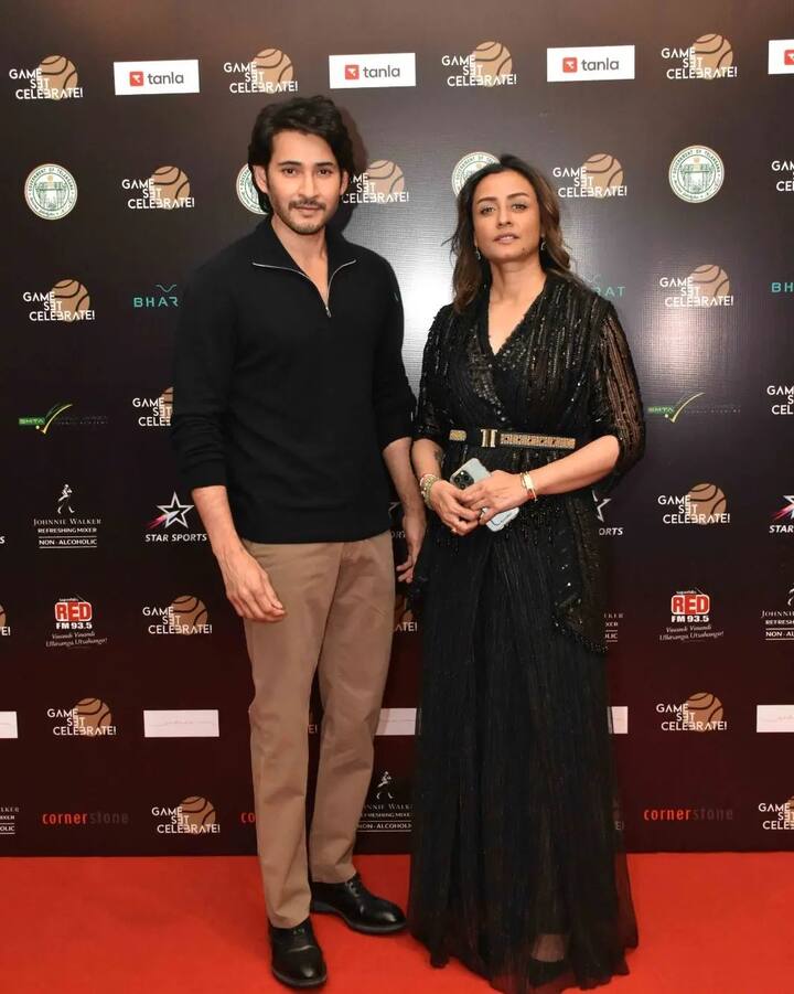 South superstar Mahesh Babu twinned with wife Namrata Shirodkar in black. The couple looked adorable as they posed for the paps.