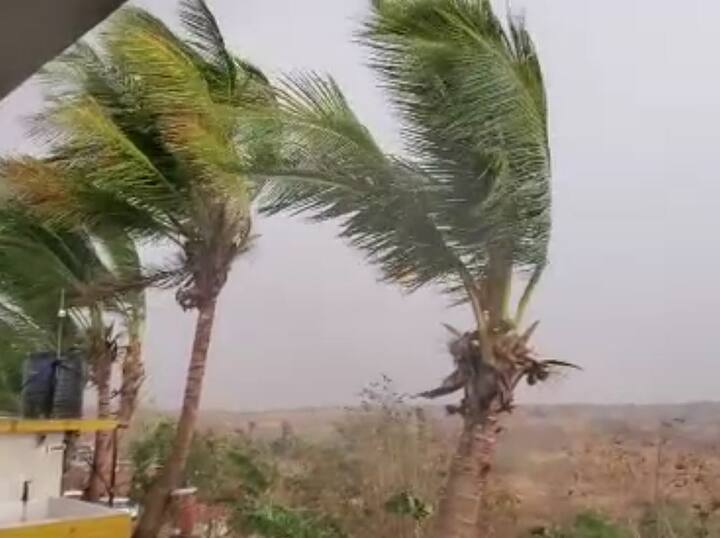 Gujarat Rain Photo: હવામાન વિભાગની આગાહીને પગલે ગુજરાતના અનેક વિસ્તારોમાં વાતાવરણમાં પલટો આવ્યો છે. તો આજે ઘણા વિસ્તારોમાં ભારે પવન સાથે વરસાદ પણ ખાબક્યો છે.