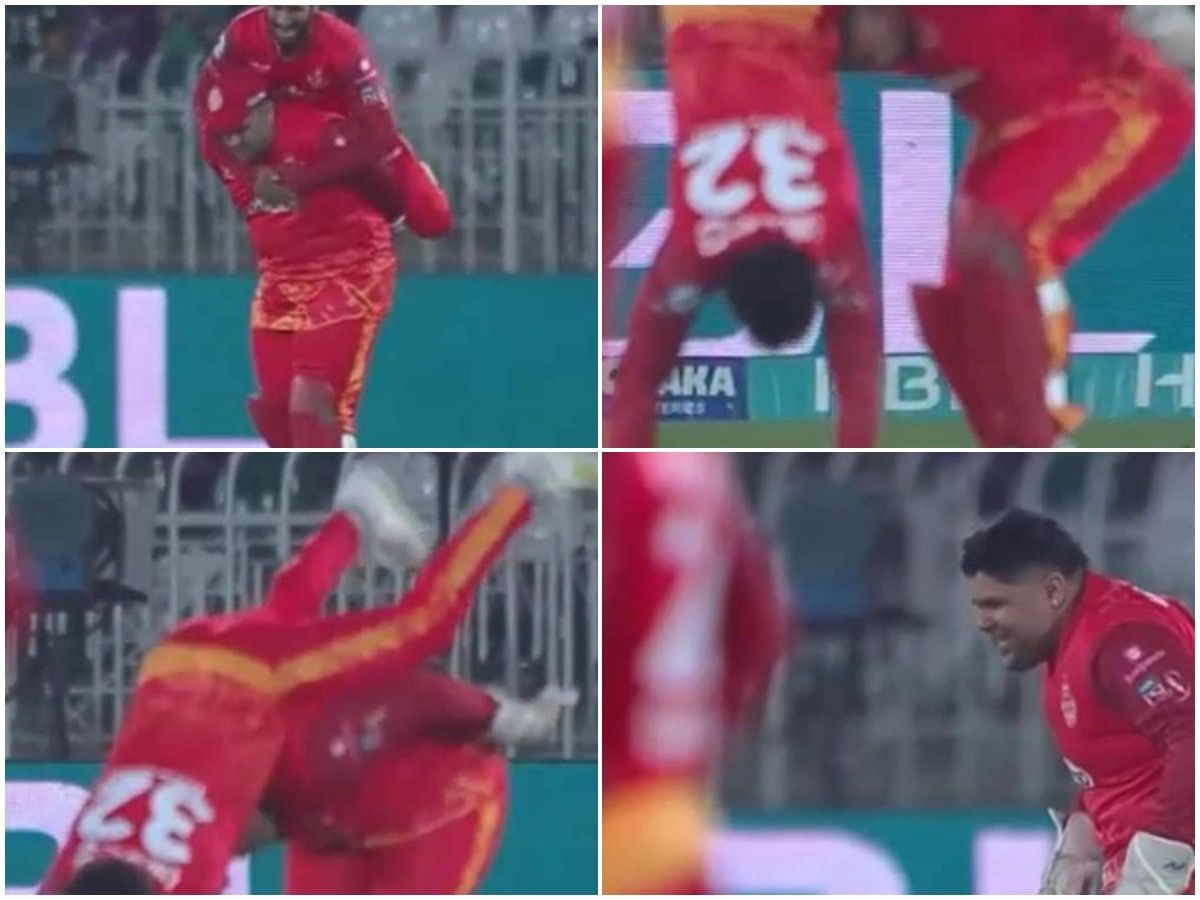 Watch Hilarious Video Of Hasan Alis Failed Attempt To Jump And Sit Over Azam Khan In PSL Match