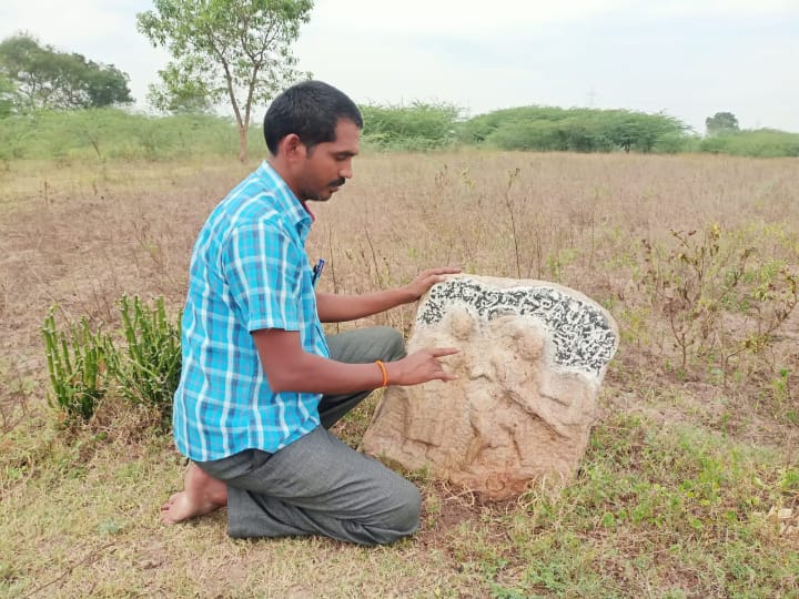 மதுரையில் கி.பி 16 ம் நூற்றாண்டை சேர்ந்த தமிழ் எழுத்துக்களுடன் நடுகல் சிற்பம் கண்டுபிடிப்பு