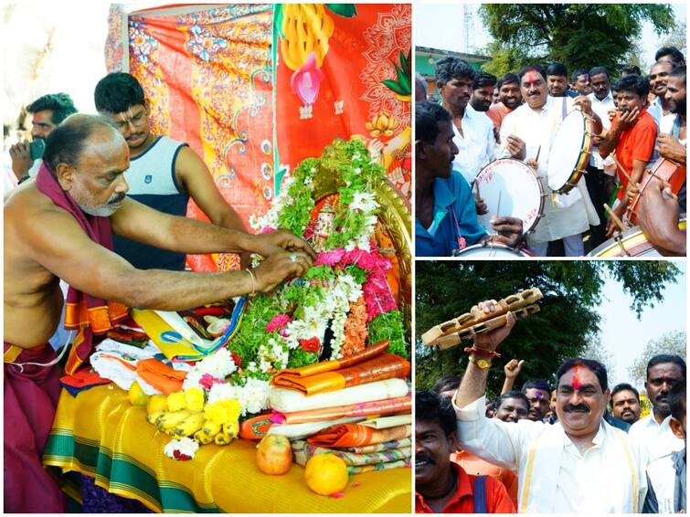 Warangal Vanakondayya Lakshmi Narasimha swamy Utsavalu Minister Errabelli dances DNN Minister Errabelli Dayakar Rao : వానకొండయ్య లక్ష్మీ నరసింహస్వామి కల్యాణోత్సవాలు, డప్పు కొడుతూ ఉత్సాహం నింపిన మంత్రి ఎర్రబెల్లి!