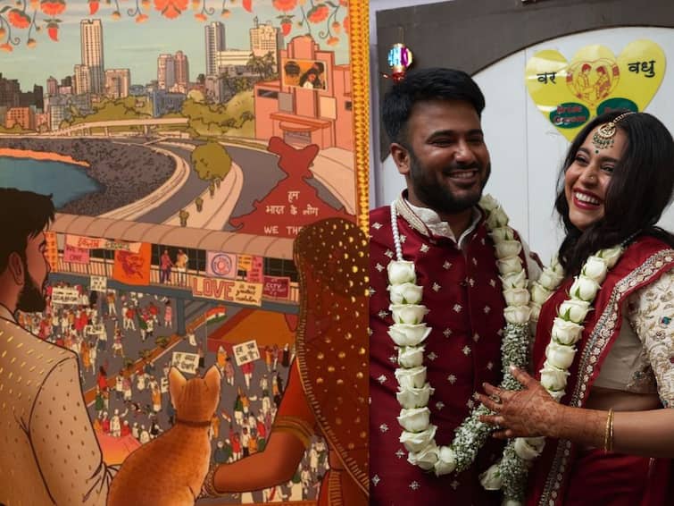 swara bhasker fahad ahmad wedding party card photo viral on social media has shah rukh khan connection Swara Bhaskar Wedding Party Card: 'इन्कलाब जिंदाबाद' आणि 'हम सब एक है';  स्वरा आणि फहादच्या वेडिंग पार्टी कार्डवर काय लिहिलंय? पाहा व्हायरल फोटो