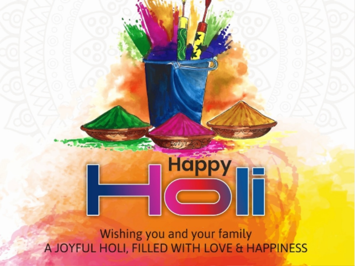 Happy holi festival design with splashing color 20574189 PNG