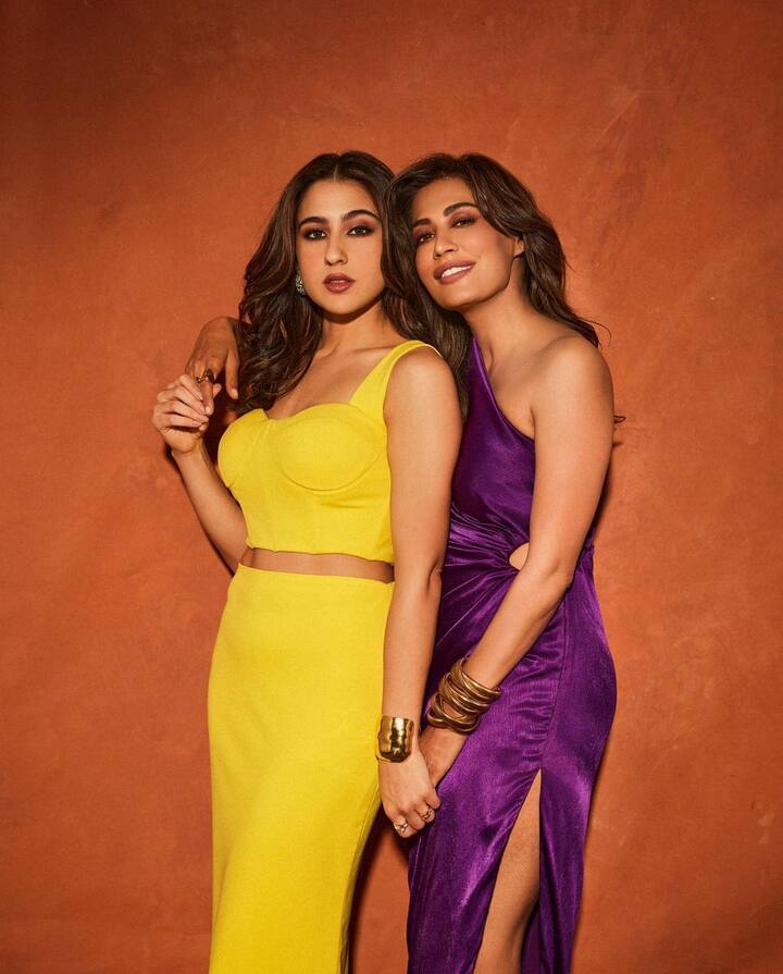 This outfit was elevated by the addition of a slit up to the thigh. (Images: Instagram/chitrangda & saraalikhan95)