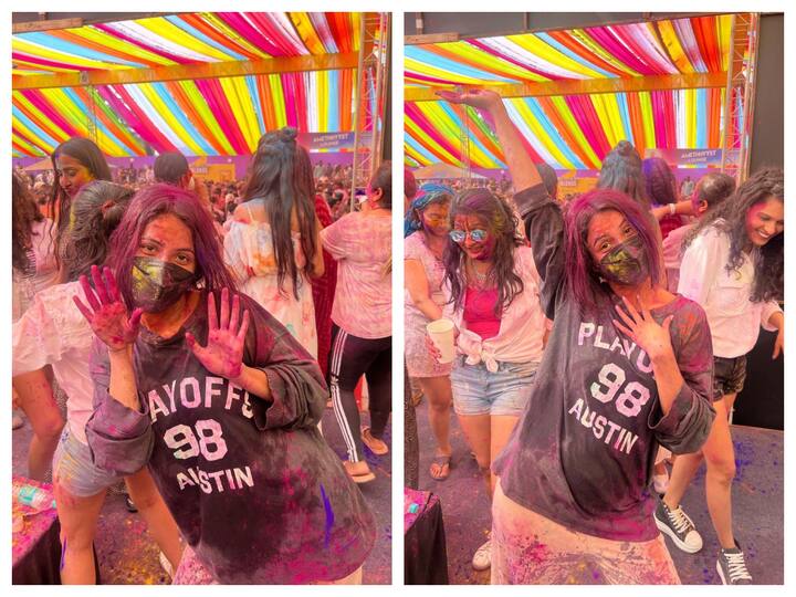 Shehnaaz Gill celebrated Holi on Tuesday and shared pictures from her celebrations on Instagram.