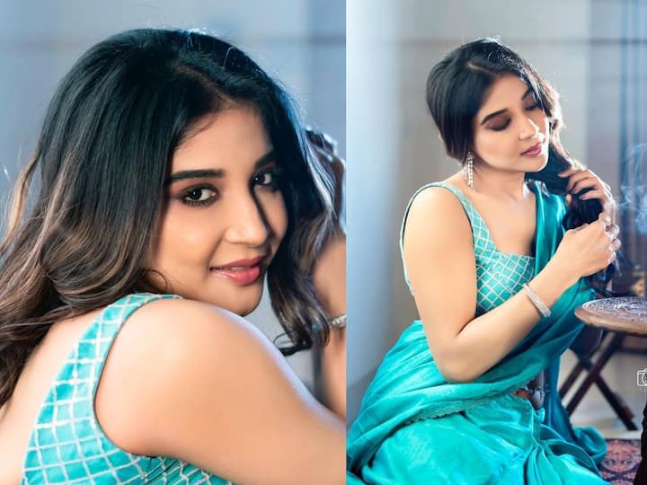 Sakshi Agarwal Photos : நீல வண்ண சேலையில் உடுத்தி போட்டோஷூட் செய்த பிக்பாஸ் புகழ் சாக்‌ஷி.