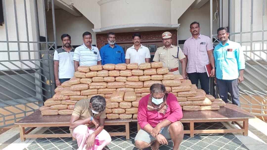 விசாகப்பட்டினத்தில் இருந்து தஞ்சைக்கு கடத்தி வரப்பட்ட ரூ.1 கோடி கஞ்சா பறிமுதல்