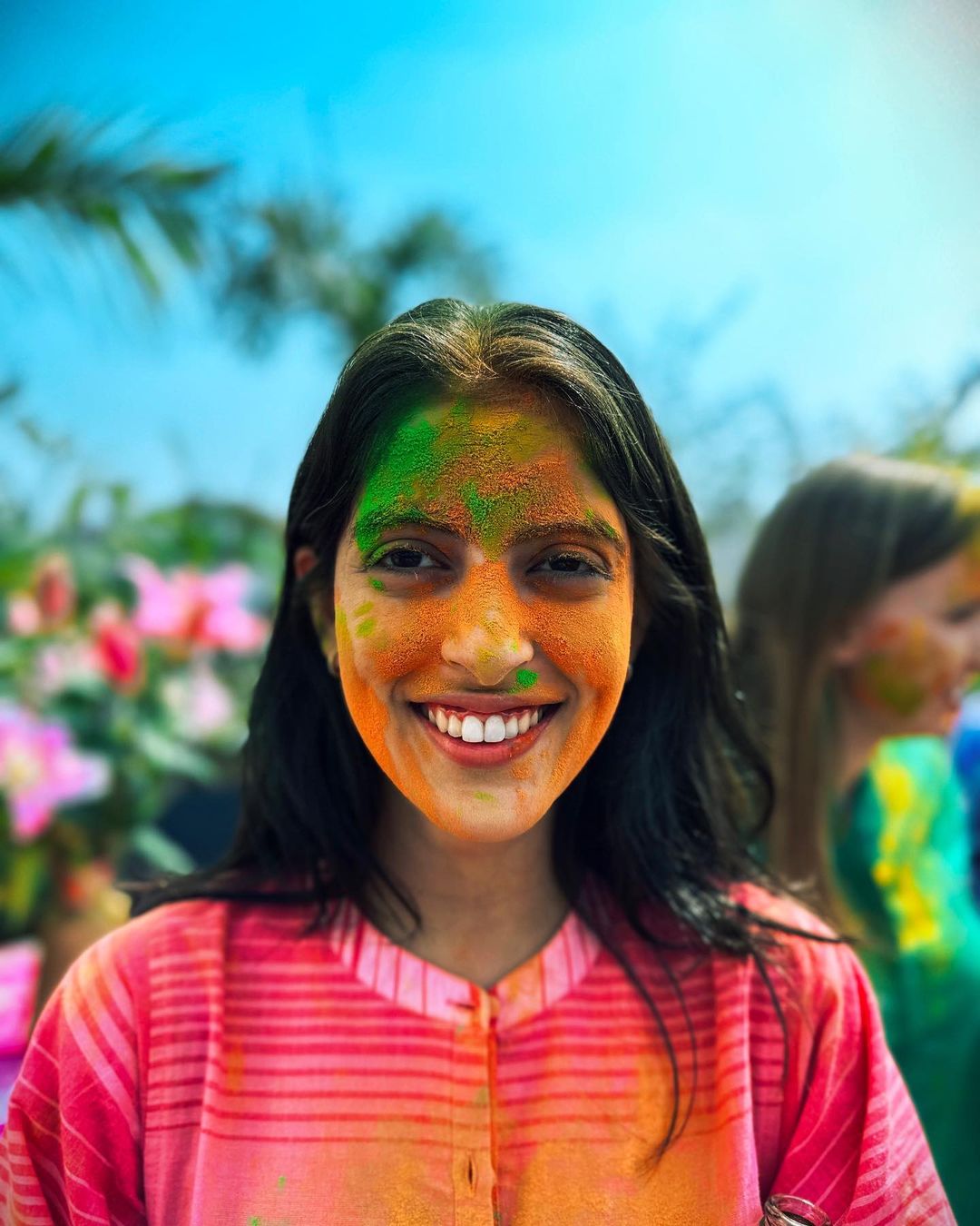 Premium Photo | Portrait of a happy young girl on the festival of colors  holi. girl posing and celebrating the festival of colors.