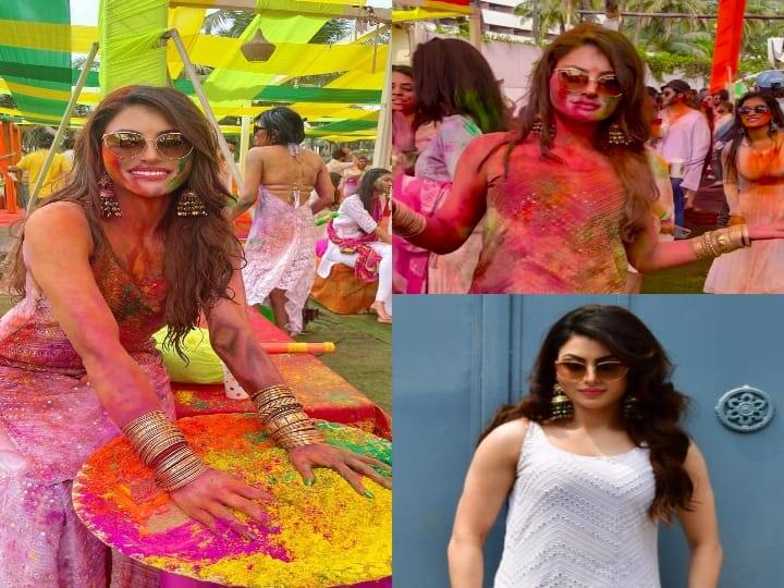 Urvashi Rautela broken sandal while playing Holi and she shares a picture उर्वशी रौतेला ने होली पार्टी में किया इतना डांस कि टूट गई चप्पल, हो गई ऐसी हालत! देखें तस्वीर