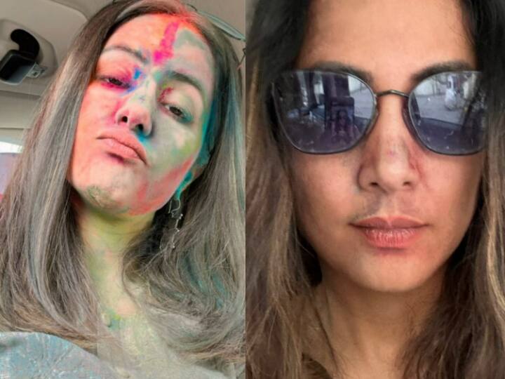 Hina Khan Holi Pics: टीवी एक्ट्रेस हिना खान ने सोशल मीडिया पर अपनी होली पार्टी की कई तस्वीरें शेयर की हैं. जिसमें एक्ट्रेस ने होली के पहले और बाद वाला लुक फैंस को दिखाया.