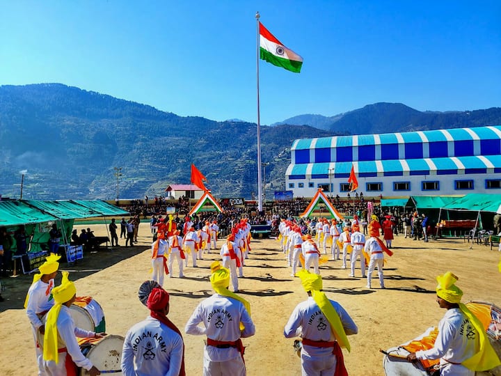 Indian Army installs 100 feet high national flag in Sports Stadium Doda Jammu and Kashmir watch video 'Beauty Of Our Army': 100-Foot-High National Flag Unfurled In J&K's Doda. WATCH