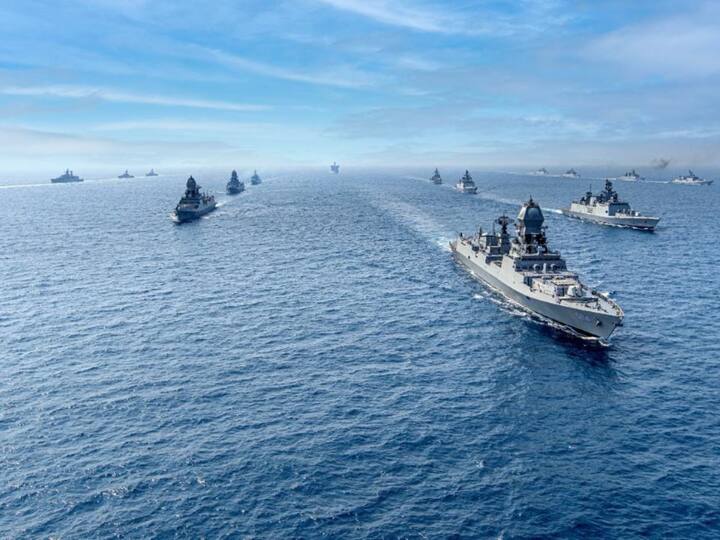 Set in the Indian Ocean, including the Arabian Sea and the Bay of Bengal, the theatre of operations for the exercise spanned an area of over 21 million square nautical miles. TROPEX 23 witnessed participation of approximately 70 Indian Navy ships, six submarines and over 75 aircraft. (Image Source: Twitter | @ANI)