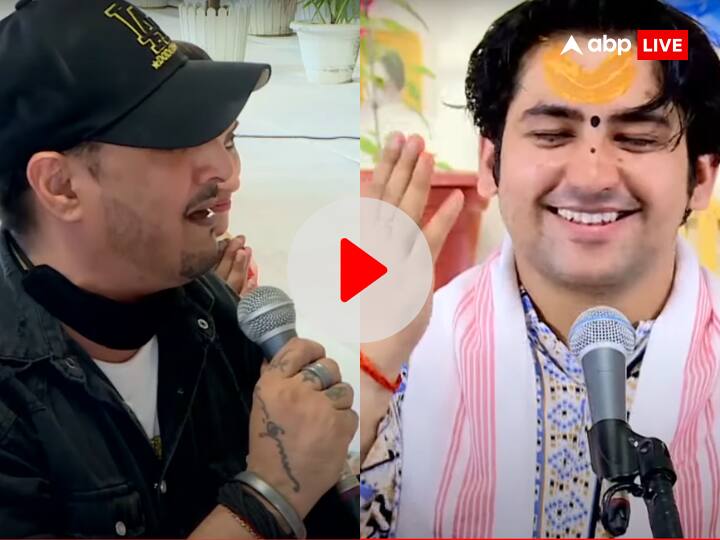 Dhirendra Shastri Bageshwar Dham Viral Video punjabi singer meets Dhirendra Shastri watch video Watch: बागेश्वर धाम में पंडित धीरेंद्र शास्त्री से मिलते ही दूर हुई इस पंजाबी सिंगर की परेशानियां, भरे मंच पर गाया गाना