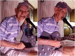 गिटार बजाने के साथ ही दिलकश अंदाज में गाना गा रहा बुजुर्ग शख्स, यूजर्स बोले- ओल्ड इज गोल्ड