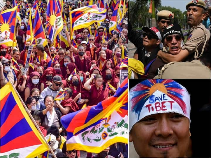 Members of the Tibetan Youth Congress held a protest on Friday near the Chinese embassy in Delhi in recognition of the 64th Tibetan National Uprising Day.