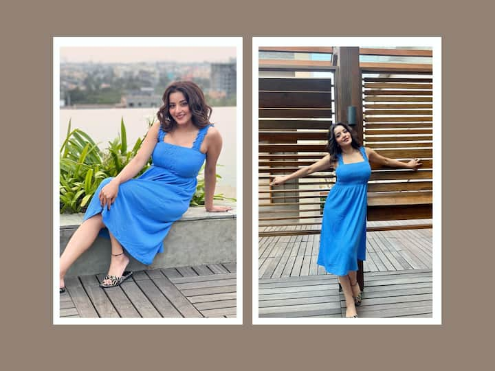 Monalisa recently dropped a chain of pictures on social media in a blue dress and she looked stunning in it. Here are the pictures