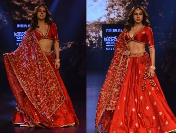 Sara At Ramp Walk: સારા અલી ખાને લેક્મે ફેશન વીક માટે રેમ્પ પર તેની નવાબી સ્ટાઈલના દર્શન કરાવ્યા હતાં. સારા અલી ખાનની સાદગીપૂર્ણ શૈલી દર્શકોને પસંદ આવી રહી છે.