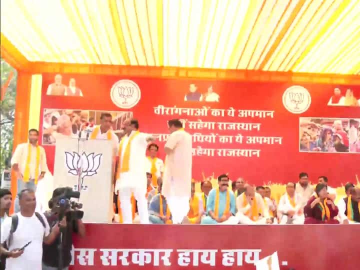 BJP leaders held a statewide protest on the issue which turned violent in Jaipur (Image: ANI)