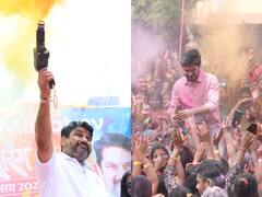 सतेज पाटलांकडून रंगाची आतषबाजी; ऋतुराज पाटील डीजेवर थिरकले