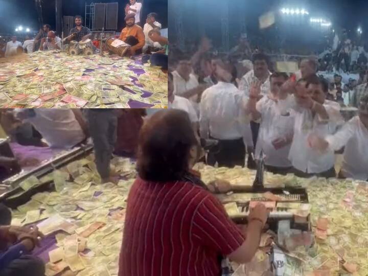 Viral Video People Showered Rupee Notes on Gujarati Folk Singer Kirtidan Gadhvi During Bhajan Performance- Watch Viral Video: సింగర్‌పై నోట్ల వర్షం కురిపించారు, అక్కడ ఇదో ఆచారమట - వైరల్ వీడియో