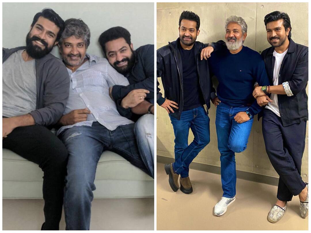Oscars 2023 SS Rajamouli RRR Team jumps in excitement as Naatu Naatu wins Best Original Song SS Rajamouli - Oscars: ‘ఆస్కార్’ ఆనందం - ‘నాటు నాటు’కు అవార్డు, ఎగిరి గంతేసిన రాజమౌళీ అండ్ ఫ్యామిలీ - తారక్, చెర్రీ ఇలా..
