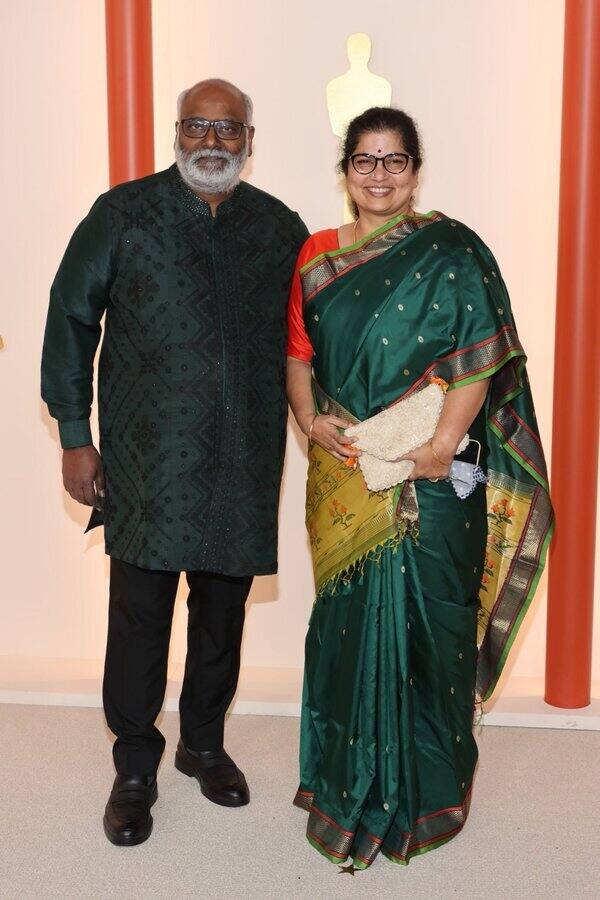 In an unusual acceptance speech that got him several rounds of applause, Keeravani gave his unusual spin to the ageless hit of The Carpenters, 'Top of the World', that many of his age have grown up grooving to. (Image: Twitter)