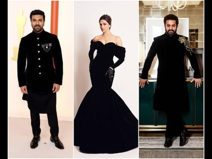 From Deepika Padukone opting for a vintage Hollywood look in a black gown to 'RRR' boys NTR Jr and Ram Charan slaying it in black, celebs turned up the fashion game as they walked the Red Carpet.