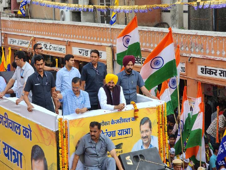 Arvind Kejriwal And Bhagwant Mann Arrives In Jaipur To Kick Off AAP's Tiranga Yatra In Rajasthan Ahead Of Assembly Elections 'Congress And BJP Looted Rajasthan In Turns': Kejriwal Launches AAP's Poll Campaign